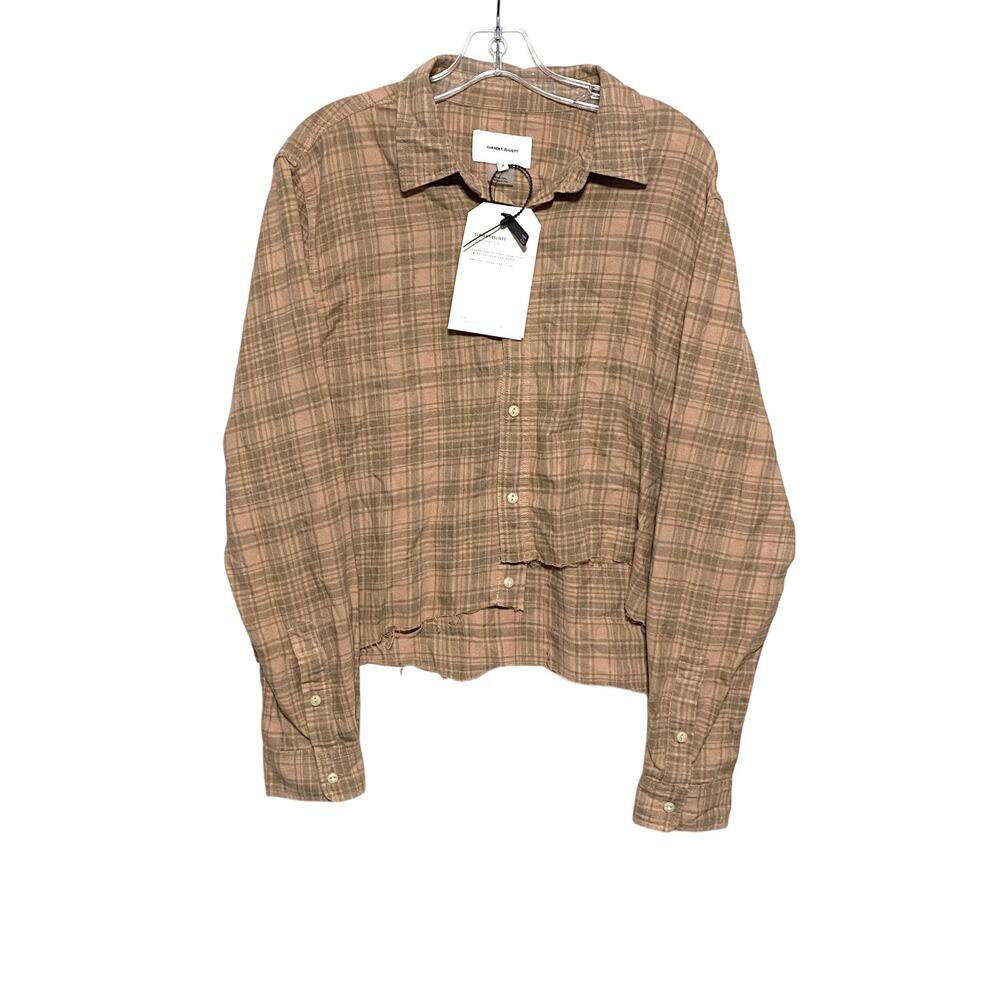 Current Elliott Size 3 The Mell Shirt Painter Plaid Button Raw Hem NWT Womens